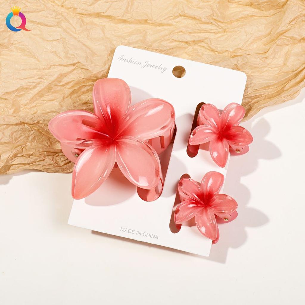 2 Pcs Hawaiian Flower Claw Clips for Women,Marble Vein Flower Hair Claw Clips for Thin Hair,Cute Beach Hair Accessories