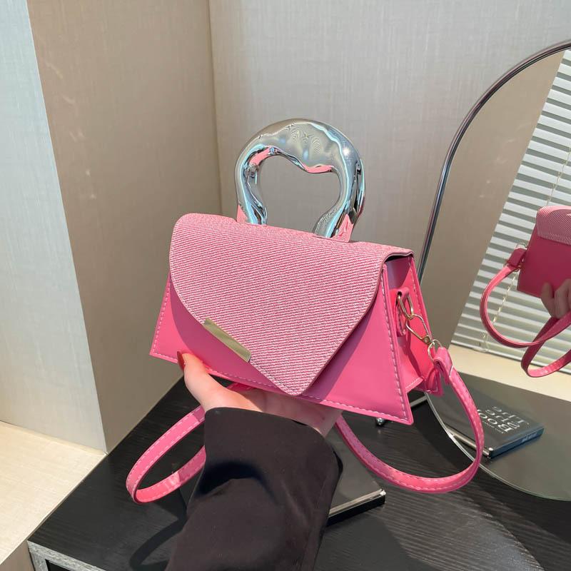 2025 Spring New Foreign Style Splicing Contrasting Color Portable Temperament Design Temperament Single Shoulder Crossbody Small Square Bag Woman