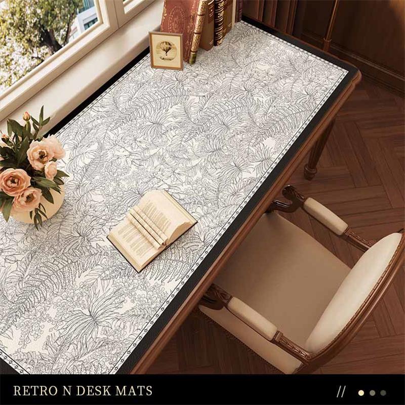 Leather Desk Mat Vintage Waterproof Desk Pad Non-Slip Cut To Size Writing Table Mat for Elegant Office & Gaming Setup