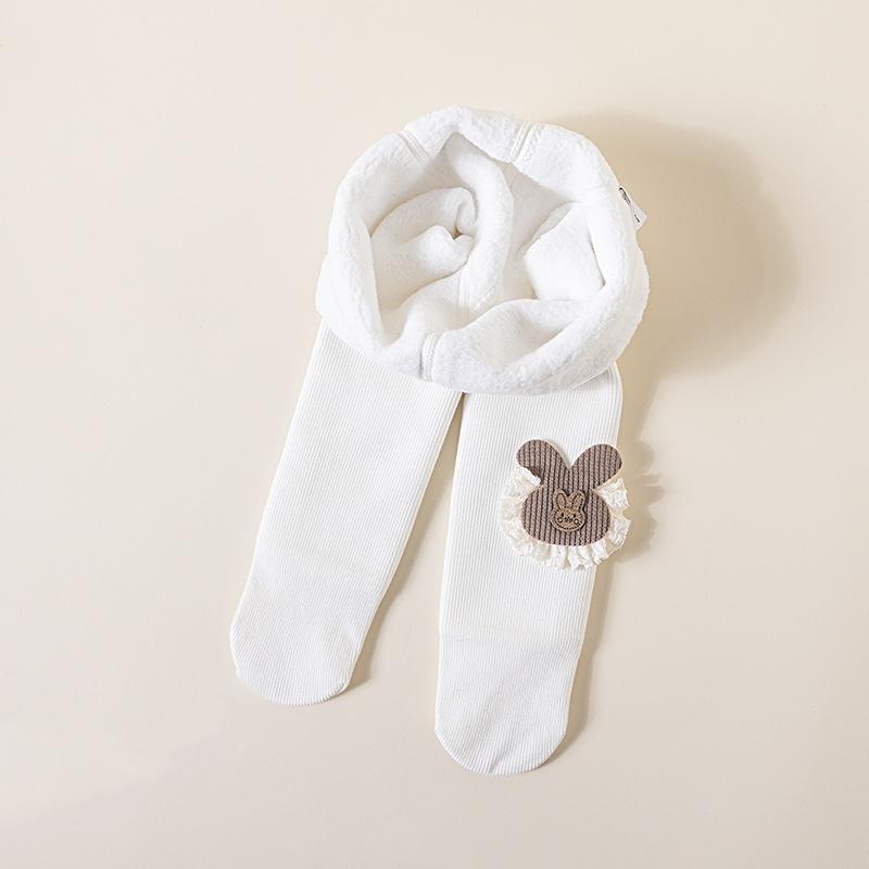 

Теплі флісові колготки на осінь-зиму для дівчаток - Термоізольовані дитячі колготки для малюків з дитячими панчохами S білий