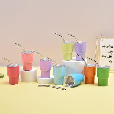 60ML Paslanmaz Çelik Pipetli ve Kapaklı Bardak Anti-pas Çok Yönlü Minimalist Anti-pas Kokteyl Suları için Su Bardağı