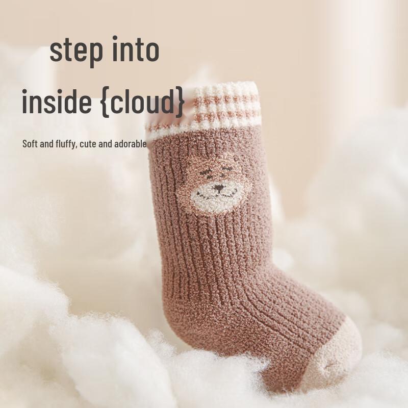 5-Cotton 3-Pack Cartoon Fleece-Lined Baby Socks