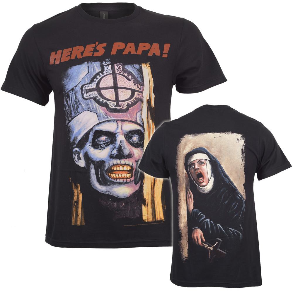 

Ghost T Shirt Official Here s Papa Black Front and Back Print New 2XL