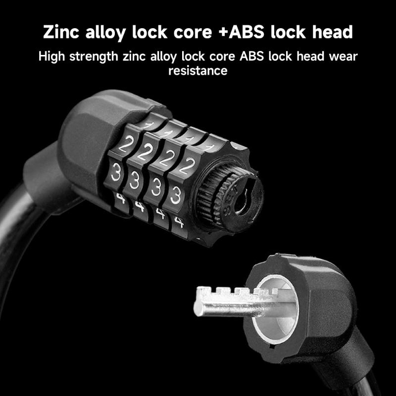 Bike Portable Code Lock Cable Anti Theft Security Resettable Combination Locks