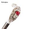 Red Resin Feather Skull Head Walking Cane Fashion Decorative Steel Stick Gentleman Elegant Cosplay Cane Knob Crosier 98cm