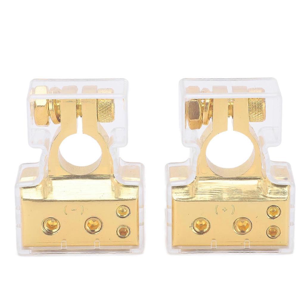 Pair Car Battery Terminal Connector Top Post Negative Positive Zinc Alloy Oxidation ResistantGold