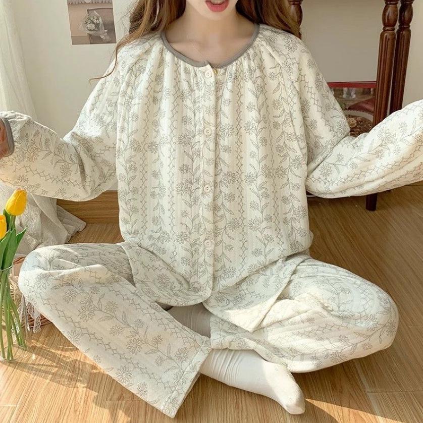 

Утепленная домашняя одежда для беременных: Осенне-зимняя пижама для кормящих из хлопка для беременных 2XL (140-160 jin)