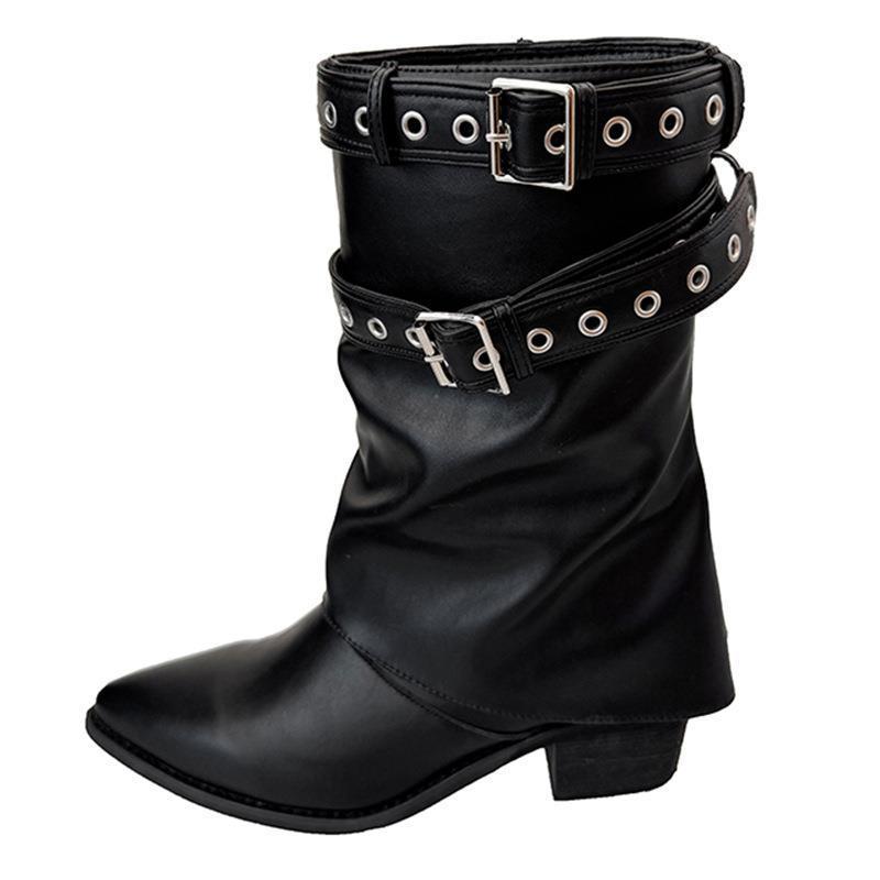 Black Pointed Hottie Sweet Cool Martin Boots Women's 2025 Spring and Autumn New Thick Heel Heightened Retro Thin Trouser Tube Boots