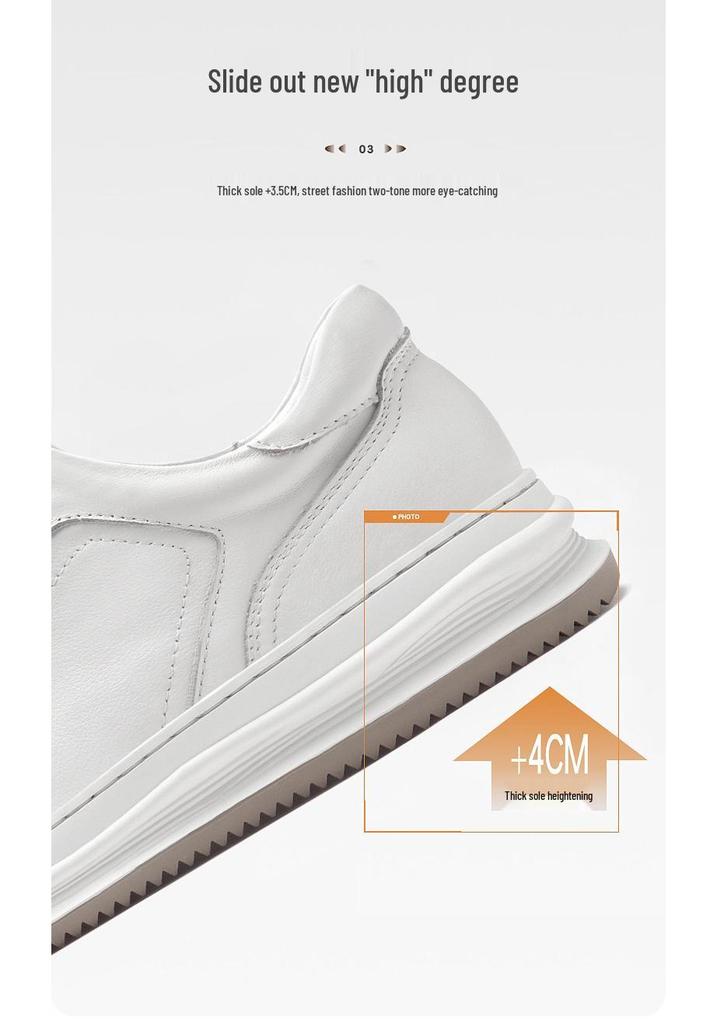 Stylish Men's Spring & Autumn White Sneakers: Versatile, Fashionable, and Comfortable with Thick Sole