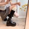 Krazing Pot Genuine Leather Spring Winter Shoes Flat Platform Superstar Elastic Boots Retro Fashion Women Thigh High Boots