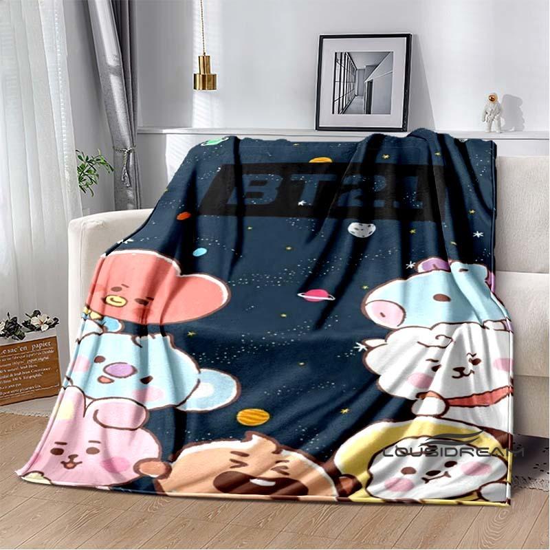 2026 Nuova Collezione Cartoni Animati Anime BT21 Adorabile Coperta Ultra Morbida per Bambini Coperta da Divano Perfetta per Viaggi Divani Picnic