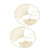 2 Stück Gold Wanddeko Eisenkunst 3D Stereo Ginkgoblätter Wandskulptur für Sofa-Hintergrund Eingang