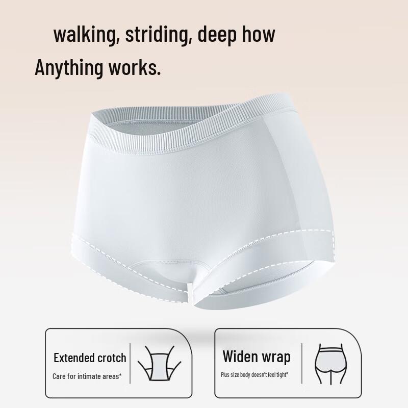 FENTENGCARE Women's 10A Antibacterial Seamless High-Waist Cotton Boxer Briefs 4-Pack