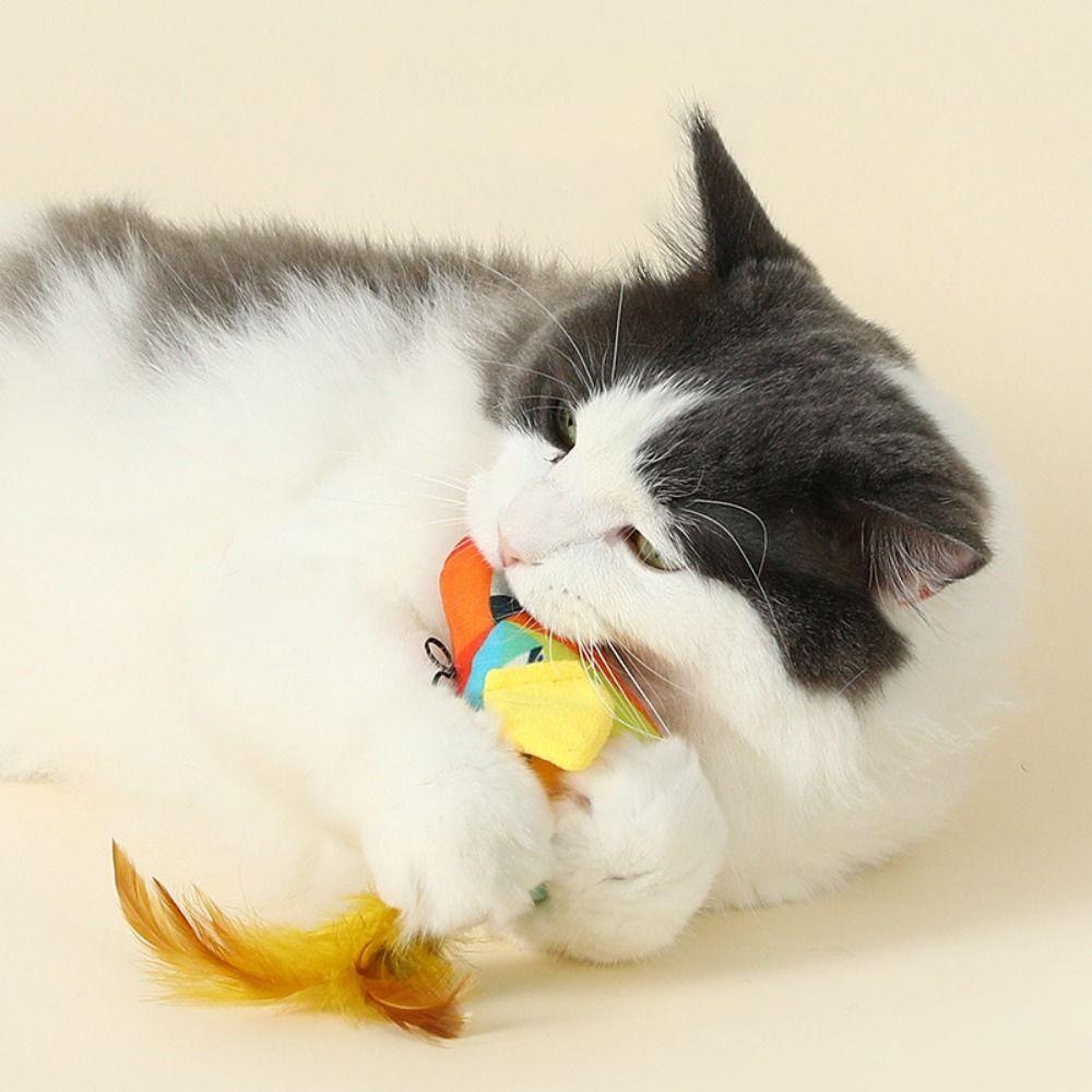 Plush Hanging Teasing Cat Bird Lifelike Cat Called Bird Toy Funny Cat Interactive Toys  Self Happy