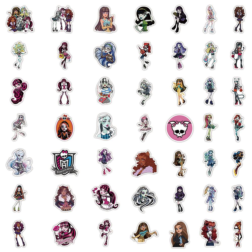 50PCS Monster High Waterproof Stickers PVC for Laptop Skateboard Luggage Phone
