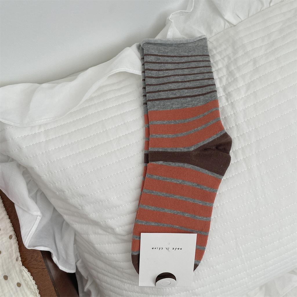 Striped Socks Birkenstocks Spring And Autumn Mid-Tube Socks Cotton Socks Boneless Confinement Socks Season Stockings Stacking Socks