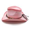 Pink Spray Paint Colored Wood Bead Straw Hat Ethnic Style Handmade Sun Hat Rolled Brim Warped Edge Western Denim Straw Hat
