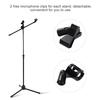 Microphone Boom Stand Dual Mic Clip Folding Arm Tripod Height Adjust Holder