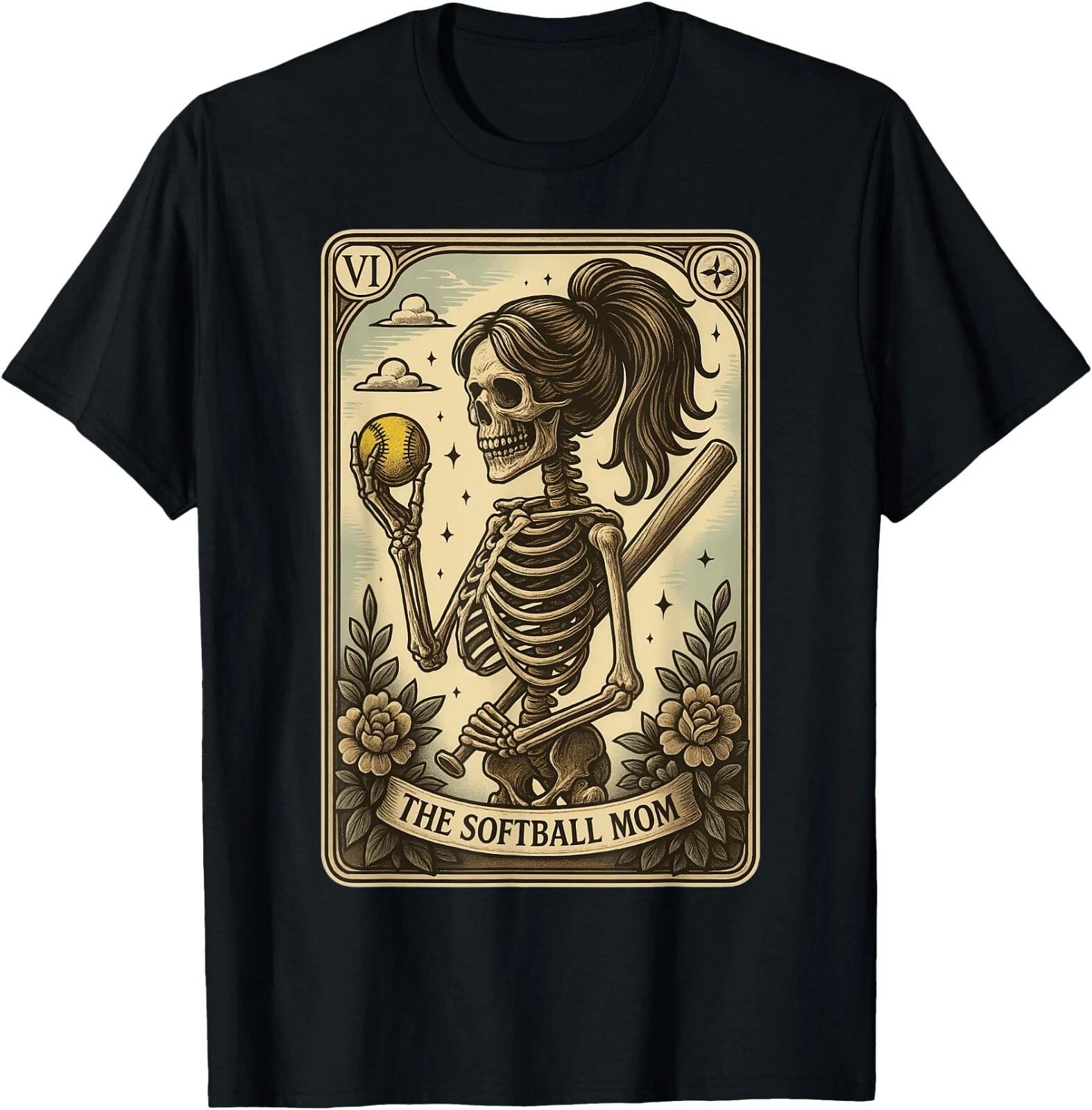 The Softball Mom Tarot Card Skeleton Mama Mother s Day T-Shirt ,Unisex Tee L