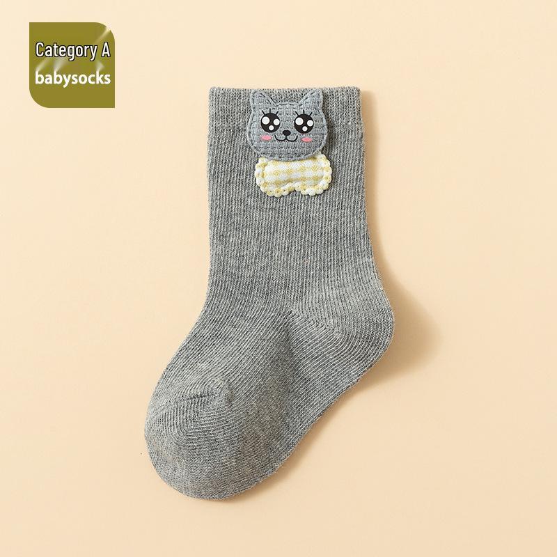 Korean Style Baby Antibacterial Mid-Calf Socks – Combed Cotton, Odor-Resistant, Newborn Spring/Autumn Collection.