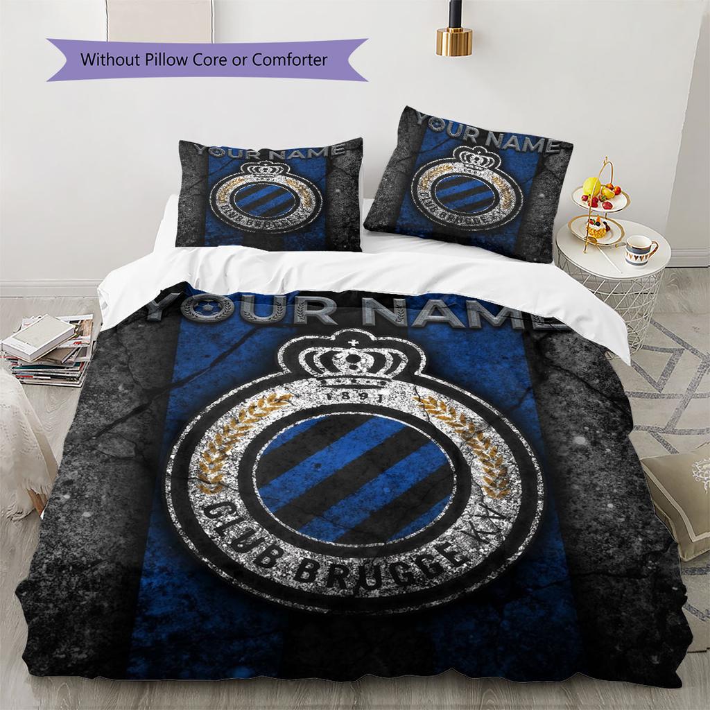 Club Brugge KV Custom Name Pattern Bedding,Quilt Set Quilt Cover Pillowcase Home Birthday Gift(1 * Duvet Cover + 2 * Pillowcase, Without Core)