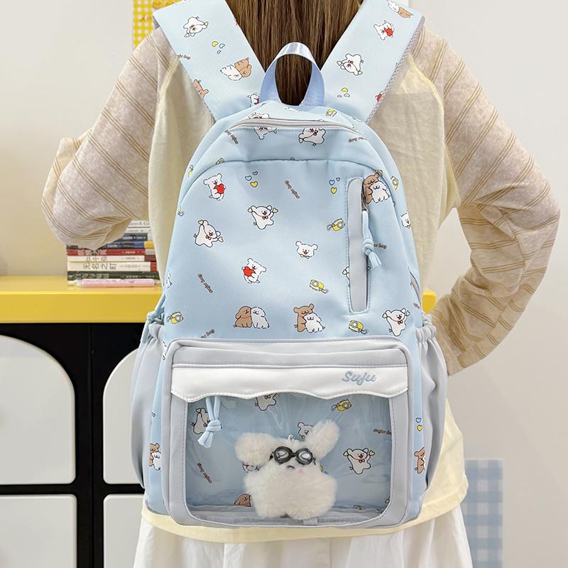 Cartoon Puppy Printed Backpack Junior High School Student Schoolbag Large Capacity Backpack