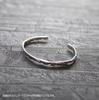 Authentic 925 Sterling Silver 18K Gold Simple Antique Hammered Textured Cuff Bangle Bracelet for Men and Slim Fit with Brand Name Jewelry One Size