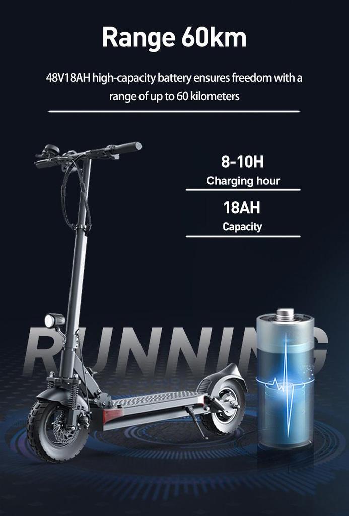 JOYOR Y6-S 500W Foldable Electric Scooter, 48V 18Ah, 60km Range, 10" Tires, Dual Suspension, 19.5kg Lightweight for Commute