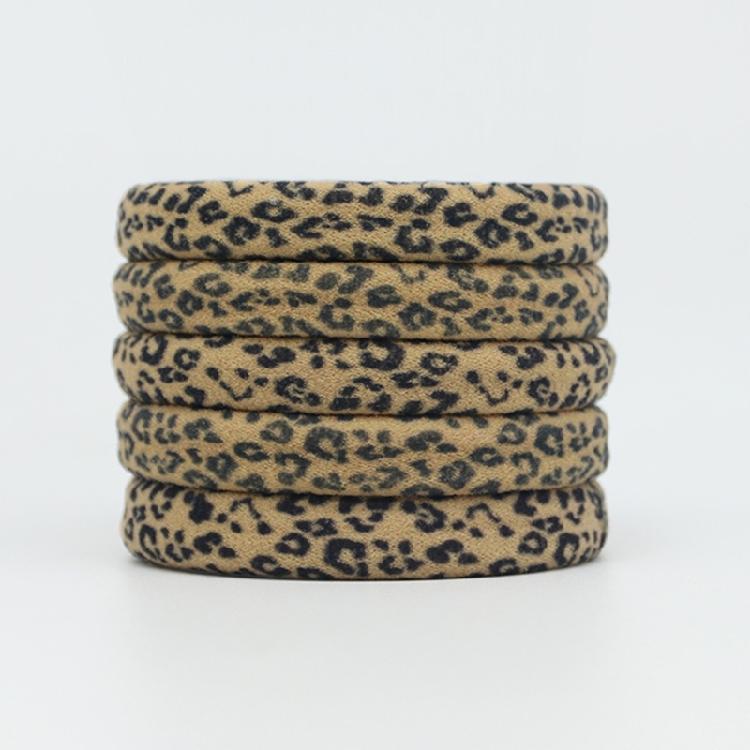 Leopard Pattern Hair Tie Elastic Scrunchies Fashion Towel Rings Hair Rope for Women Girl Daily Use Hair Ornament 5pcs