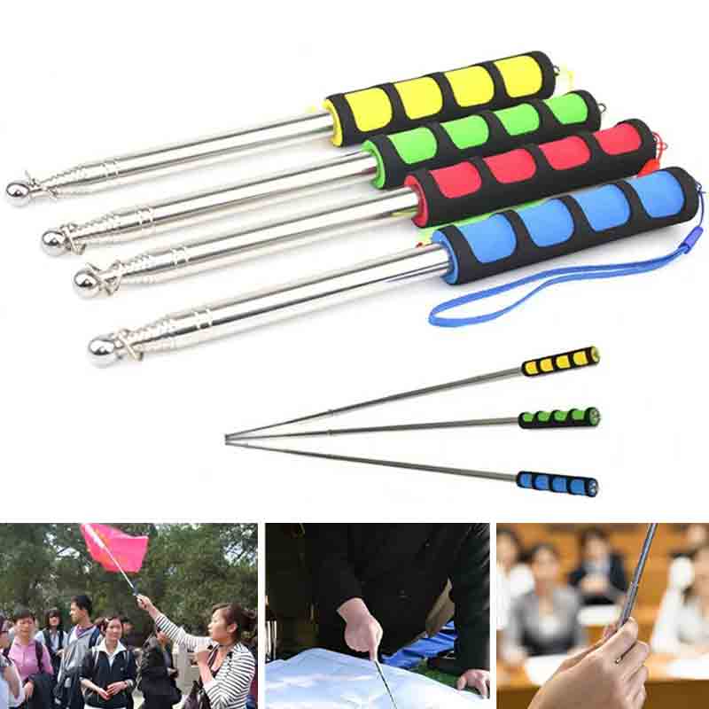 1.2M Flexible Handle Flagpole Telescopic Stainless Steel Tour Guide Banner Flagpole Teaching Pole Outdoor Stainless Steel