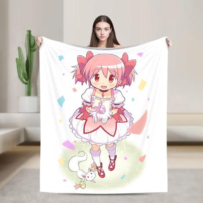 Pătură Puella Magi Madoka Magica Fleece Coral Pluș Aer Condiționat Drăguț Anime Respirabil Super Moale Pătură Aruncată