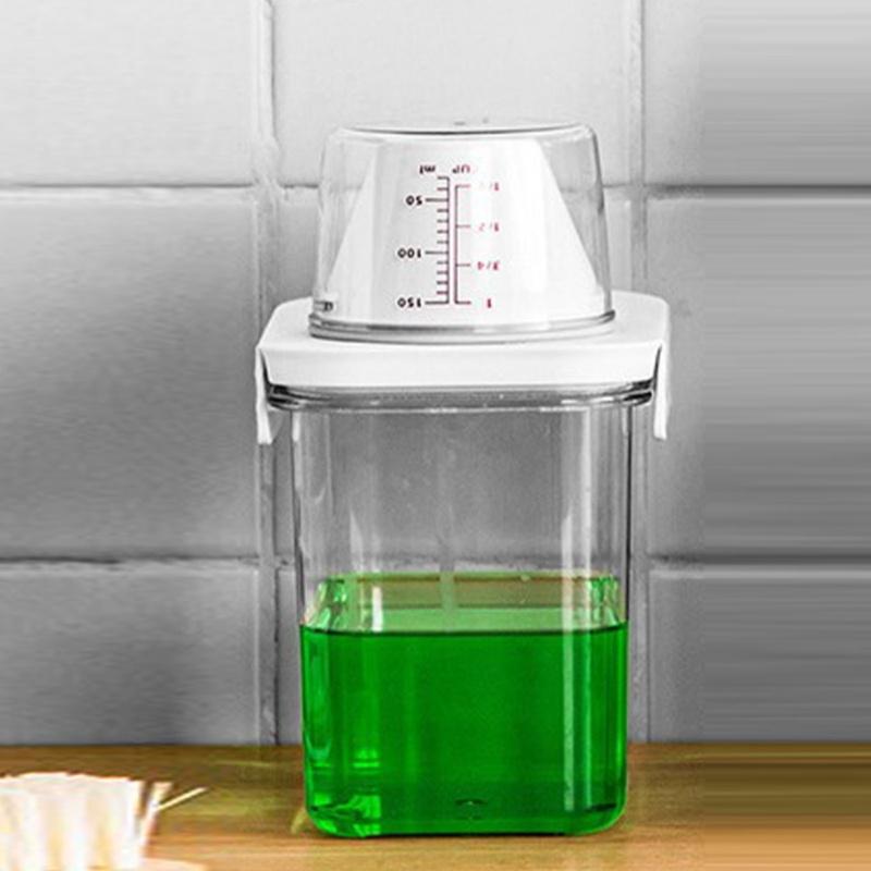 1100ml Laundry Detergent Dispenser Transparent Plastic Fabric Softener Container With Removable Lid For Home Dormitory