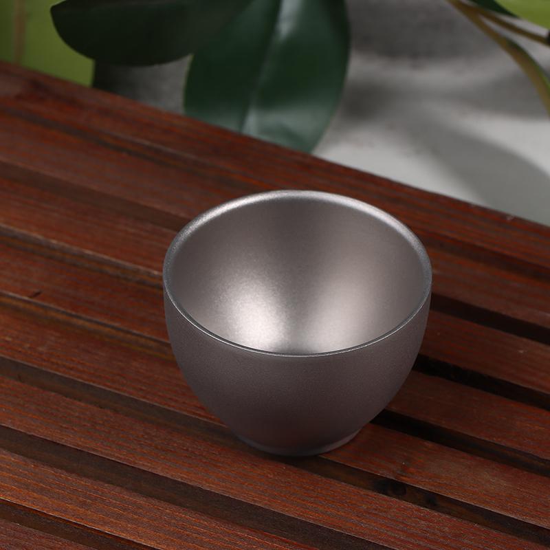 1/4Pcs Pure Titanium Double-Layer Small Tea Cup Outdoor Portable Traveling Picnic Cookware Single-Person Tea Cup Hiking Tea Cups