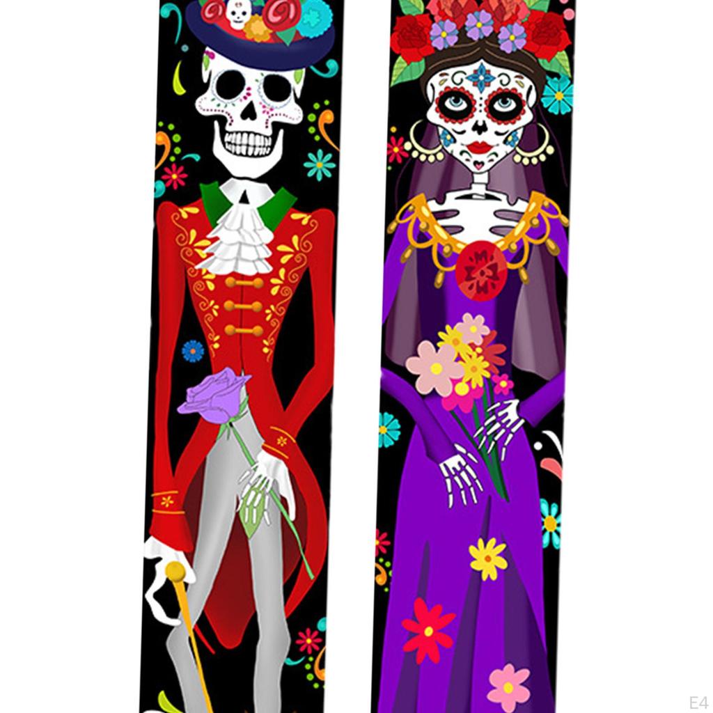 Halloween Banner Skeleton Couple Couples Hanging Durable Reusable Outdoor Flag for Event Supplies