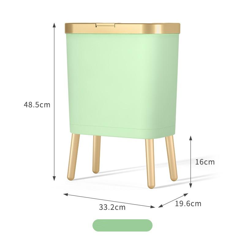 Unique High-foot Press Type Bathroom Trash Can Light Luxury Plastic Kitchen Garbage Bin With Lid Large Toilet Trash Can Bedroom