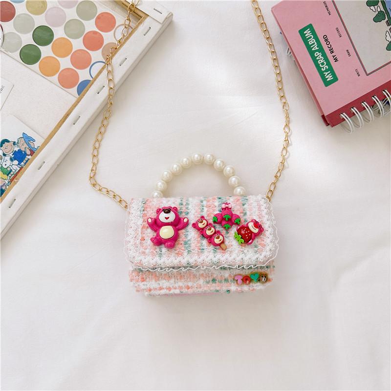 Lotso Bead Creative Handbag Cotton Linen Shoulder Bag With Animal Girls For