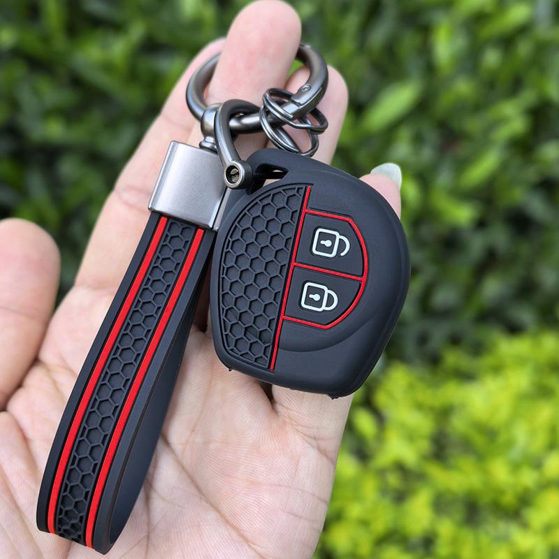 Key Case With Keychain Full For Suzuki Celerio Swift Grand Vitara SX4 Silicone Key Case Cover Fob Shell Holder Accessories