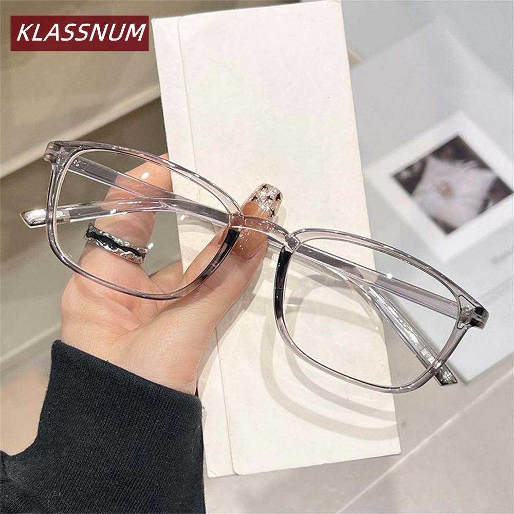 

KLASSNUM Trendy Anti-Blue Reading Glasses For Women Men Retro Simple HD Myopia Eyeglasses Flat Mirror Computer Eyewear 0-+4.0 0 сірий колір