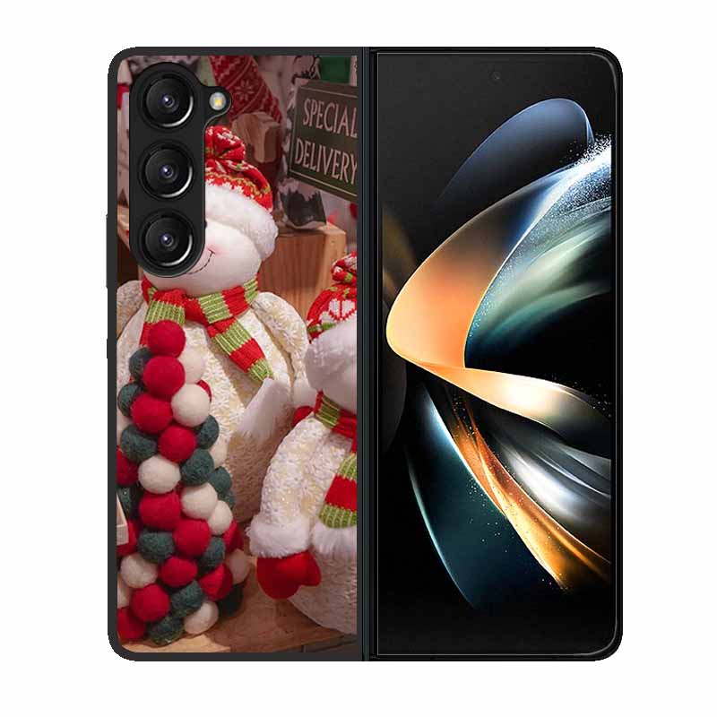 Christmas Case For Samsung Galaxy Z Fold 6 5 4 3 Cover Fold5 Fold4 Lovely Black Hard Plastic PC Cover For Galaxy Z Fold5 5G Case