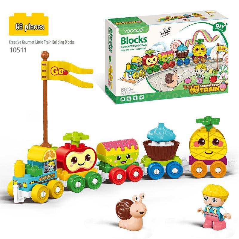 Blocuri Puzzle Tren cu Numere pentru Copii, 50 de Piese cu Găleată de Depozitare