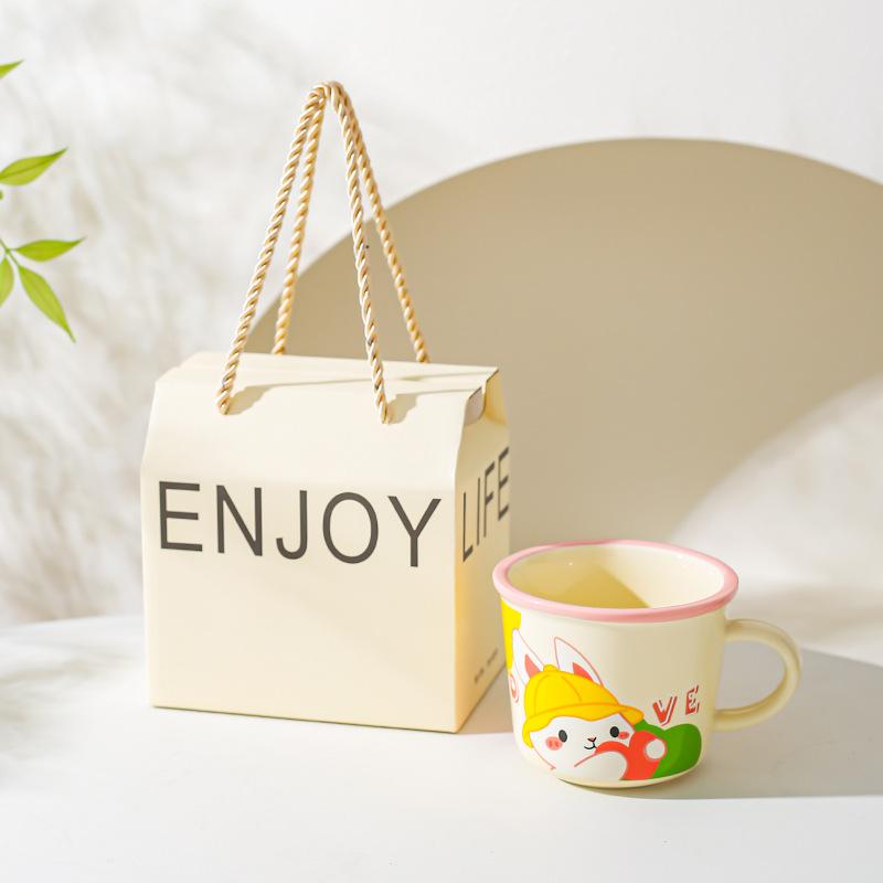 Design Sense Niche Office Water Cup Cute Pet Cartoon Illustration Animal Mug Household Couple Milk Breakfast Cup