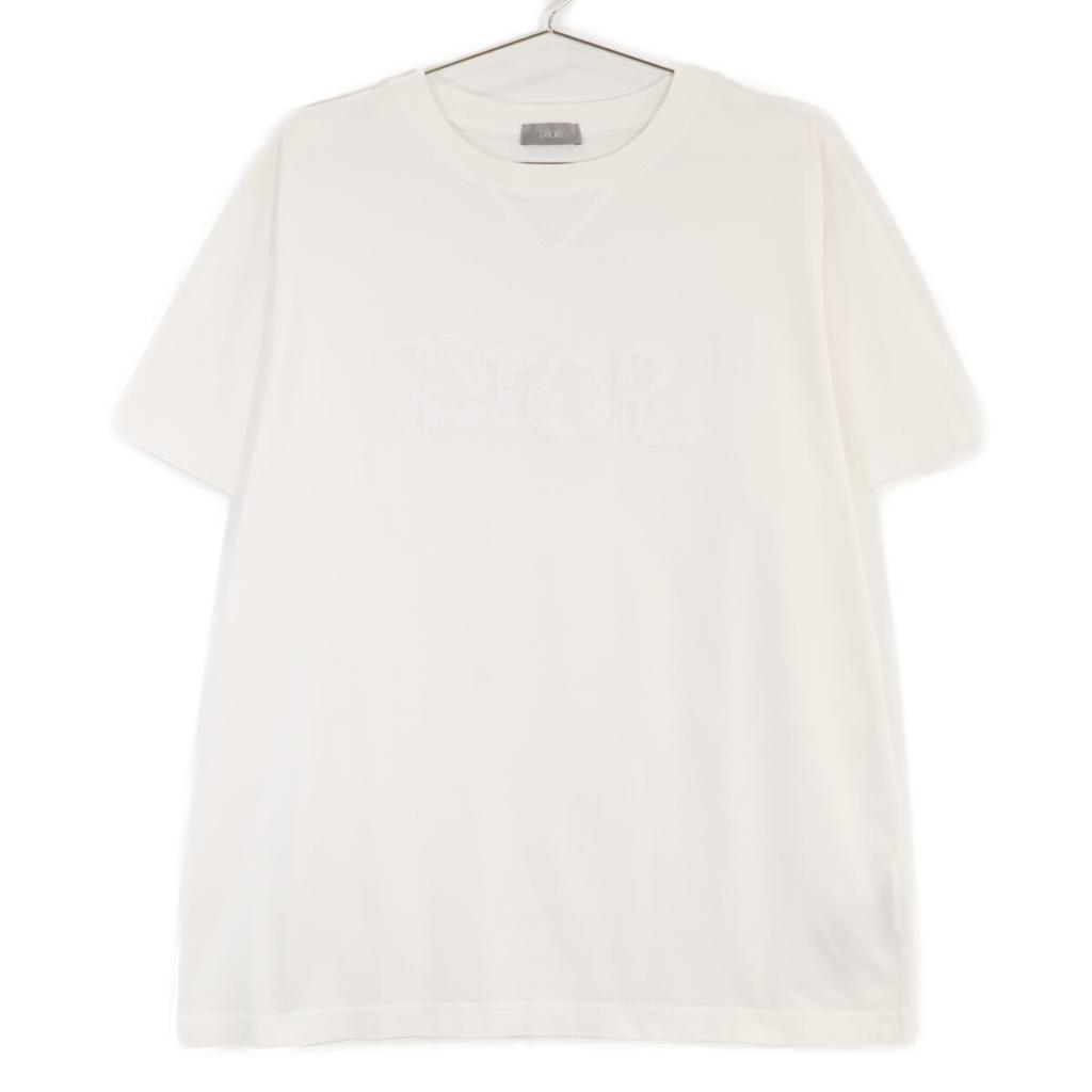 Dior White Front Logo Short Sleeve T-shirt Tops M whiteUsed