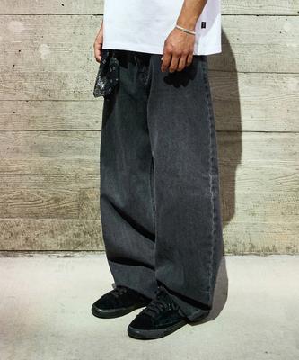 Peullukeu Curved Denim Pants Black Fdp112