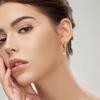 12 Colors Birthstone Huggie Earrings for Women, PVD Gold Color Tone Stainless Steel Brilliant AAA Cubic Zirconia Dangle Ear Clip