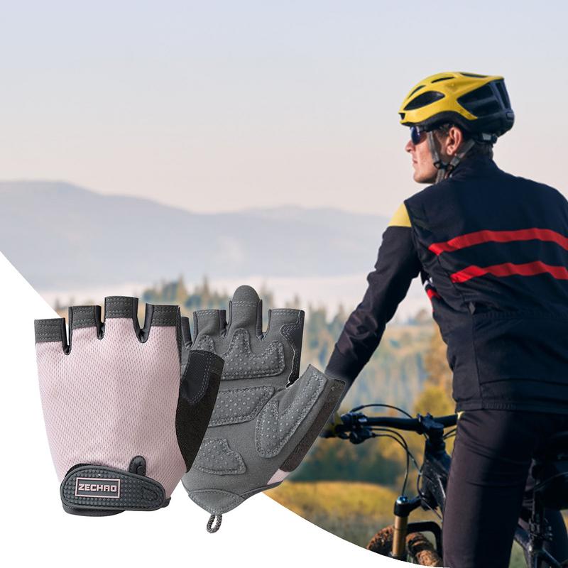 Guanti da Ciclismo Guanti da Bici Senza Dita Guanti a Mezzo Dito Per Ciclismo Regolabili Assorbi-Urto Traspiranti Bici Senza Dita