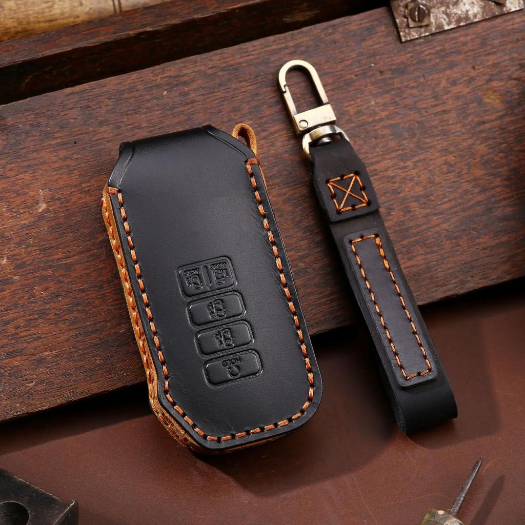 Genuine Leather Auto Key Fob Cover Case Auto Accessories Fit For Kia Sportage Ray Sorento Soul Telluride Cerato K5 K8 K3 Kx3 Kx7 Seltos