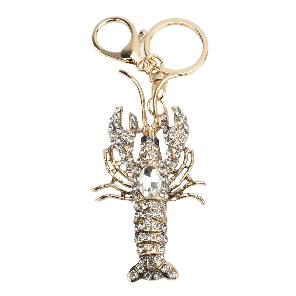 Strass Hummer Schlüsselanhänger Zinklegierung Glitzer Bling Funkelnder Schlüsselanhänger Handtaschenzubehör für Frauen Mädchen Weiß