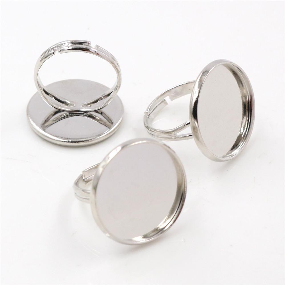 

20mm 10pcs/Lot Classic 9 Colors Plated Brass Adjustable Ring Settings Blank/Base,Fit 20mm Glass Cabochons,Buttons;Ring Bezels