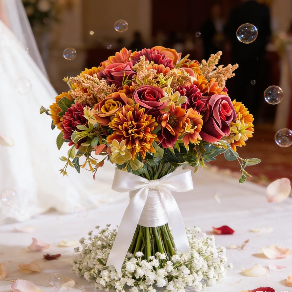 Artificial Flowers Rose Valentine's Wedding Wreath Home Outdoor Garden Decora DIY Living Room bridal bouquet Handmade Gifts prop