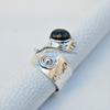 Handmade Black Onyx 925 Sterling Silver Ring, Hammered Band